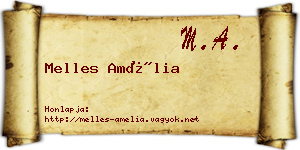 Melles Amélia névjegykártya